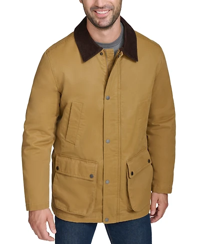 Cole Haan Men's Corduroy-Shirt-Collar Waxed Rain Jacket