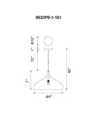 Cwi Lighting 9" Metal Dynamic 1 Light Down Pendant