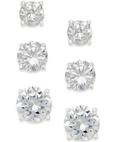 Giani Bernini Cubic Zirconia Stud Earring Set in 18k Gold over Sterling Silver or Sterling Silver, Created for Macy's