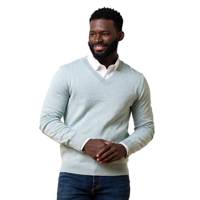 Hope & Henry Men's Fine Gauge V-Neck Pullover Sweater