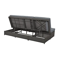 Streamdale Furniture Gray Wicker Rattan Double Sunbed Recliners for 2