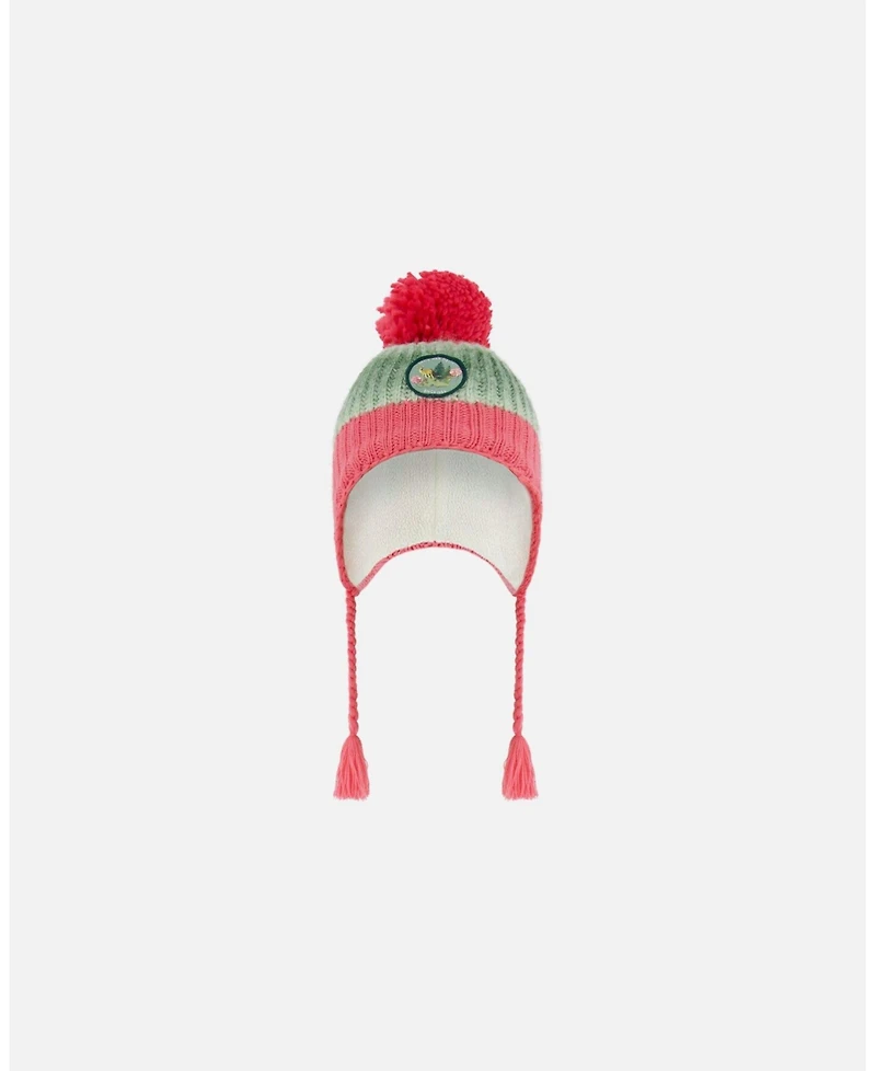 Deux par Girl Peruvian Knit Hat Pink And Gradient Green - Toddler|Child