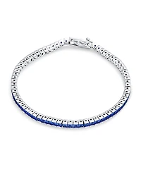 Bling Jewelry 10CT Simple Classic Cubic Zirconia Square Royal Blue Princess Cut Cz Tennis Bracelet Prom Sterling Silver