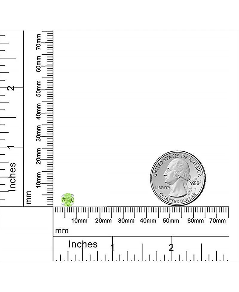 Bling Jewelry 1.4CT Round Natural Peridot Stud Earrings 14K White Golds 6MM