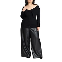 Eloquii Plus Wide Leg Faux Leather Pant