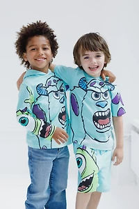 Monsters Inc. Little Boys Hooded T-Shirt and French Terry Shorts Outfit Set