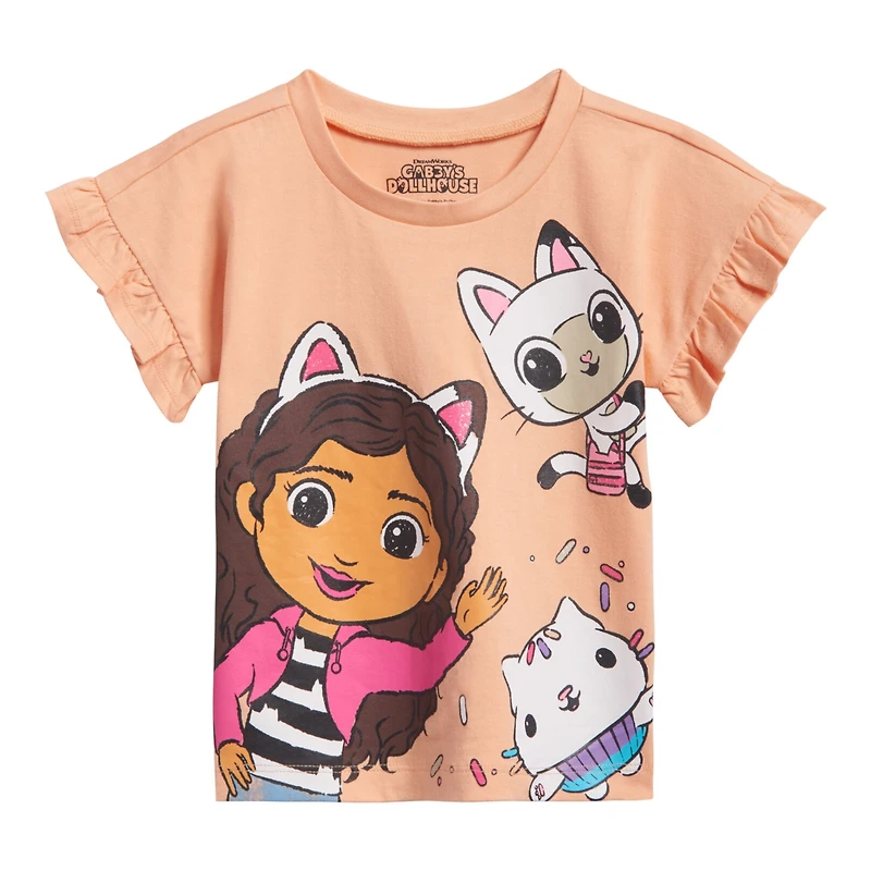 Gabby's Dollhouse Little Girls Dreamworks T-Shirt and Chambray Shorts Outfit Set