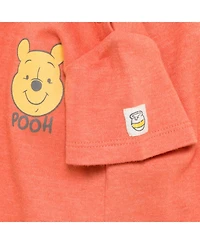 Winnie the Pooh Baby Boys Tigger French Terry Short Overalls T-Shirt and Hat 3 Piece Outfit Set
