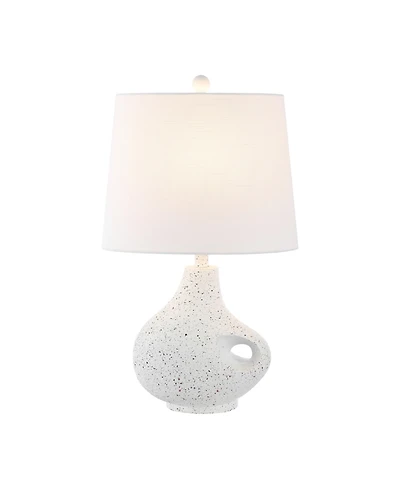 Jonathan Y Charlotte 24" Minimalist Designer Iron/Resin Oval Shade Led Table Lamp, White Terrazzo