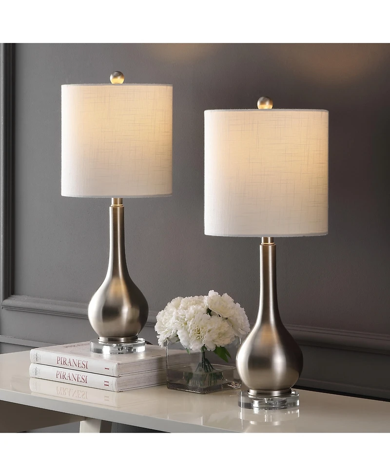 Jonathan Y Dylan 25" Metal/Crystal Teardrop Led Table Lamp, Oil Rubbed Bronze (Set of 2)