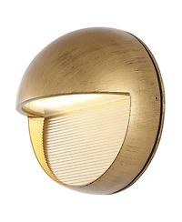 Jonathan Y Orbe 6.25" Outdoor Metal/Glass Integrated Led Wall Sconce, Antique Gold