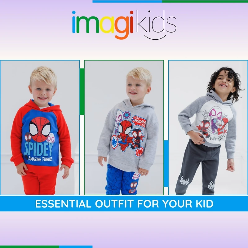 Spidey and His Amazing Friends Toddler Boys Marvel Fleece Pullover Hoodie Pants Outfit Set