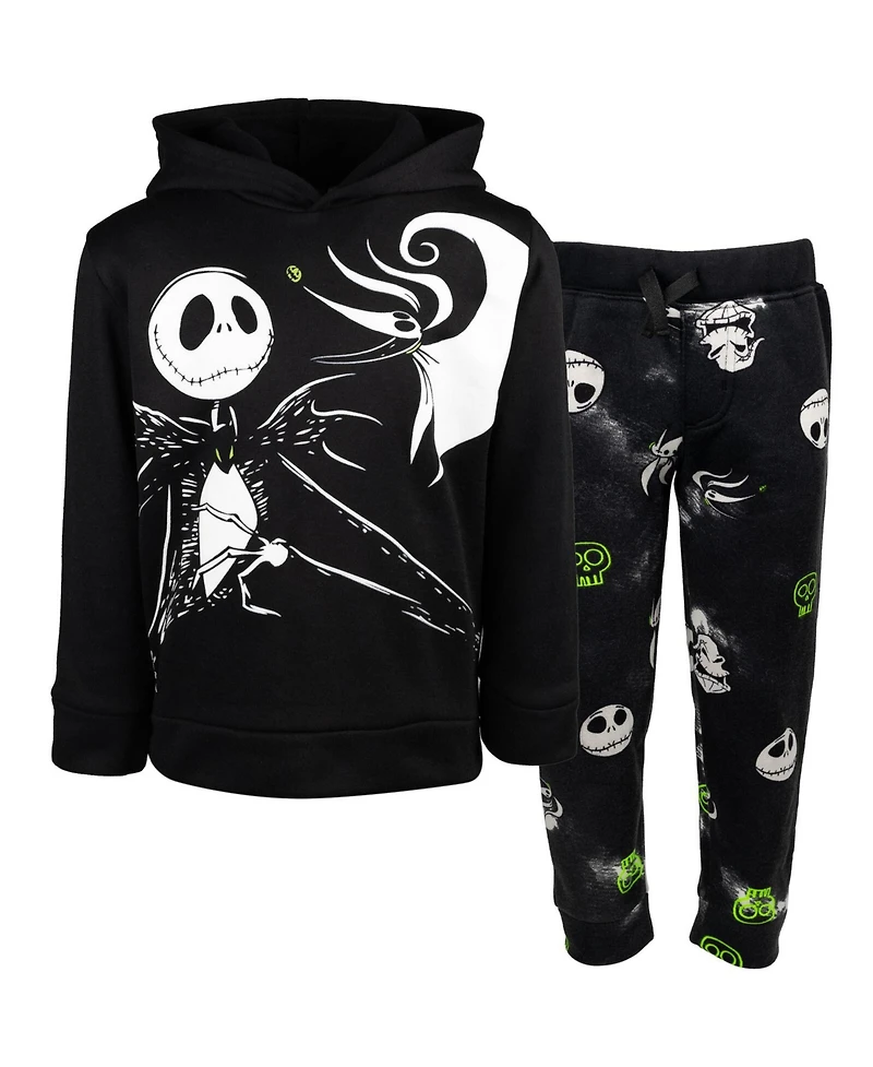 Nightmare Before Christmas Boys Jack Skellington Fleece Pullover Hoodie and Pants Outfit Set