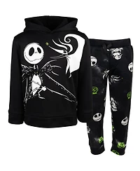 Nightmare Before Christmas Boys Jack Skellington Fleece Pullover Hoodie and Pants Outfit Set