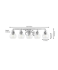 Jonathan Y Shirley 36.25" 5-Light Metal/Seeded Glass Vanity Light, Chrome