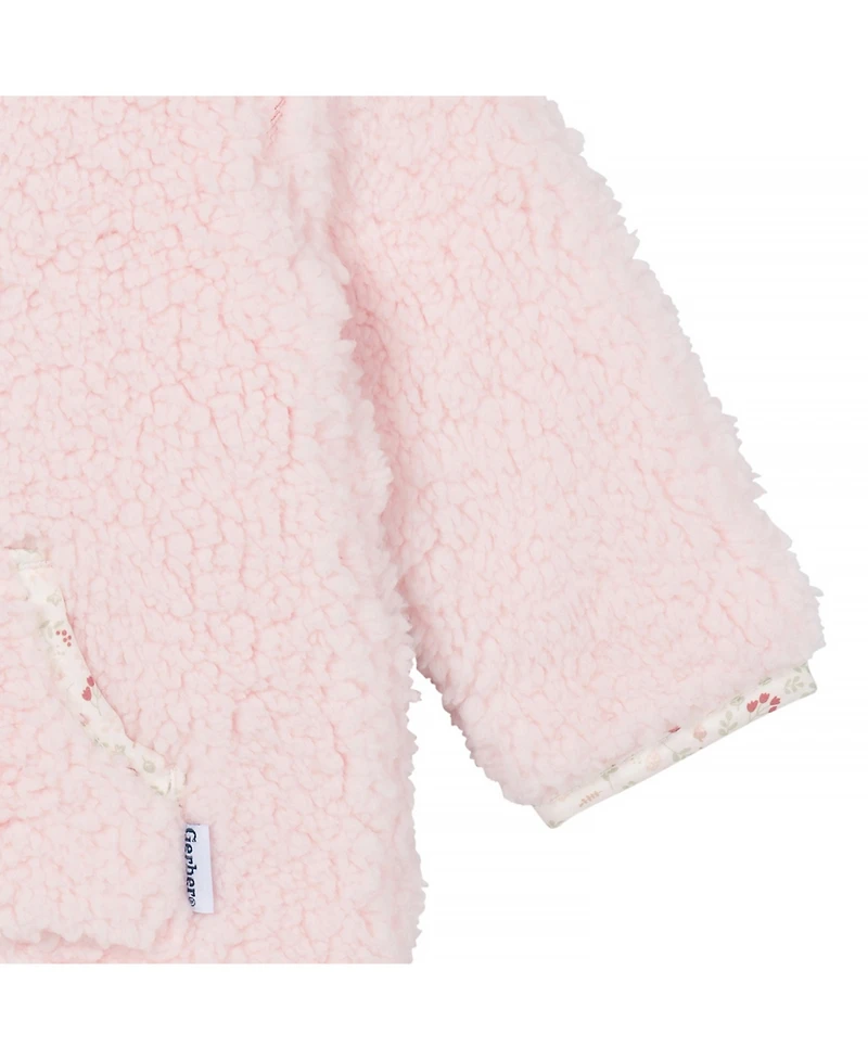 Gerber Baby Girls Fleece Romper with Half Zipper