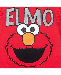 Sesame Street Little Girls Elmo Peplum T-Shirt and French Terry Shorts Outfit Set