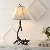 Jonathan Y Antler 27.5" Rustic Resin Led Table Lamp, Beige