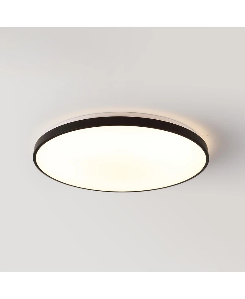 Jonathan Y Astrid 21.25" 1-Light Modern Minimalist Iron Circle Integrated Led Flush Mount, Brushed Nickel
