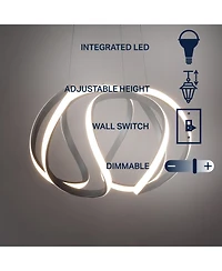 Jonathan Y Euphoria 18.5" 1-Light Contemporary Designer Aluminum/Iron Scribble Integrated Led Pendant Light, Black