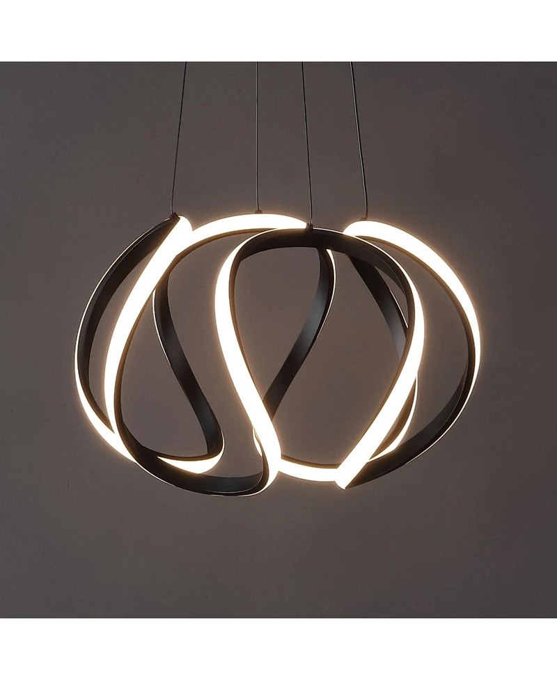 Jonathan Y Euphoria 18.5" 1-Light Contemporary Designer Aluminum/Iron Scribble Integrated Led Pendant Light, Black