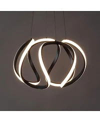 Jonathan Y Euphoria 18.5" 1-Light Contemporary Designer Aluminum/Iron Scribble Integrated Led Pendant Light, Black