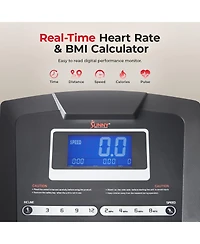 Sunny Health & Fitness Premium Smart Treadmill with Auto Incline, Speed Buttons, Double Deck Technology, Digital Performance Display, Bmi Calculator a