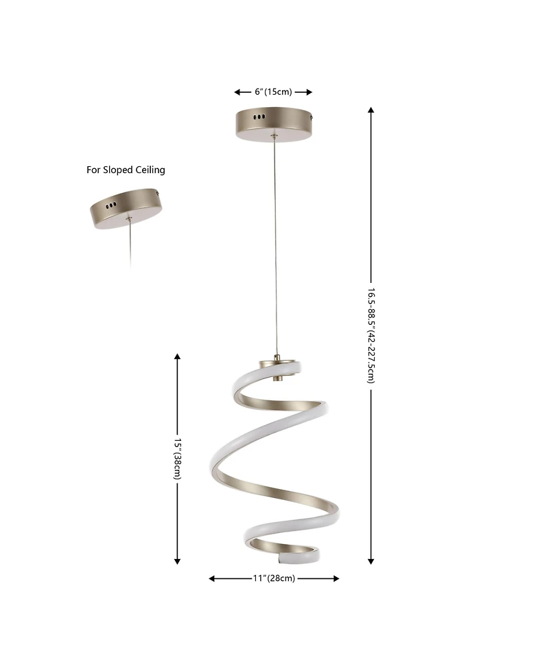 Jonathan Y Whirl 11" 1-Light Modern Minimalist Aluminum/Iron Abstract Integrated Led Pendant, Silver