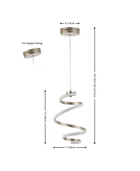 Jonathan Y Whirl 11" 1-Light Modern Minimalist Aluminum/Iron Abstract Integrated Led Pendant, Silver