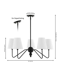 Jonathan Y Skylar 32" 5-Light Classic Minimalist Iron Inverted Gourd Led Chandelier, Black