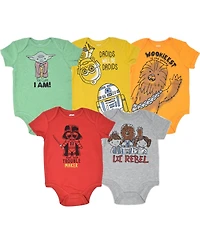 Star Wars Baby Boys Chewbacca C-3PO R2-D2 Darth Vader Yoda 5 Pack Short Sleeve Bodysuits Newborn to