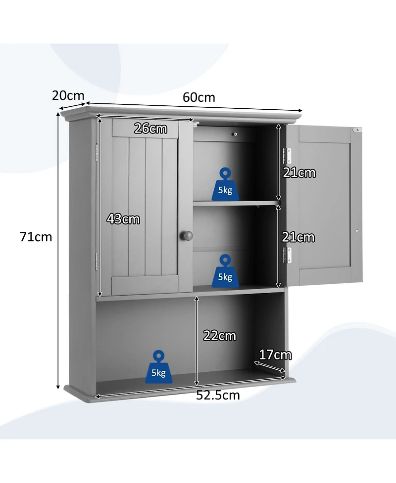 Skonyon 2-Door Wall Mount Bathroom Storage Cabinet with Open Shelf