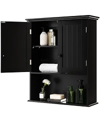Skonyon 2-Door Wall Mount Bathroom Storage Cabinet with Open Shelf