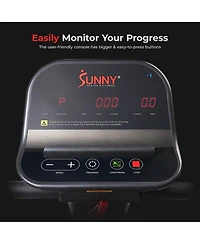 Sunny Health & Fitness Endurance Cardio Running Walking Treadmill with Extended Safety Handrails, Low Wide Deck and SunnyFit App Bluetooth Connectivit