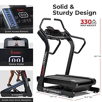 Sunny Health & Fitness Premium Extreme Incline Decline Treadmill, Training Up/ Down Hill Simulator