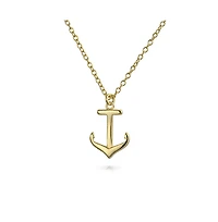 Bling Jewelry Set Of 2 Nautical Ship Wheel Layering Boat Anchor Pendant Necklace Gold Plated Sterling Silver Jewelry Set