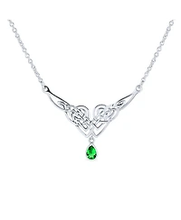 Bling Jewelry Green Good Luck Friendship Trinity Irish Love Knot Triquetra Infinity Statement Celtic Necklace Collar Pendant Couples Sterling Silver