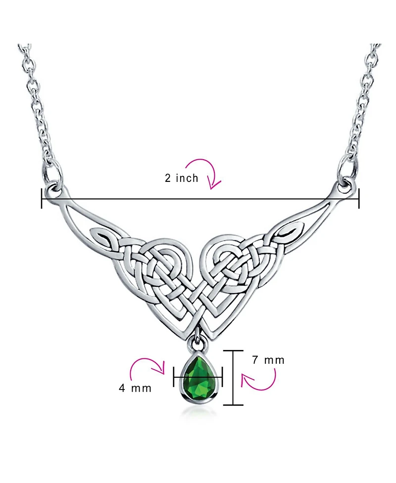 Bling Jewelry Green Good Luck Friendship Trinity Irish Love Knot Triquetra Infinity Statement Celtic Necklace Collar Pendant Couples Sterling Silver