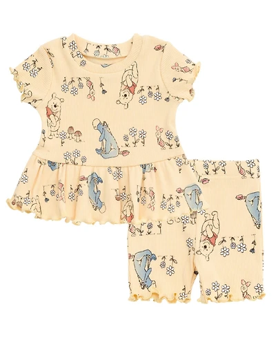 Winnie the Pooh Toddler Girls Peplum T-Shirt and Bike Shorts Outfit Set