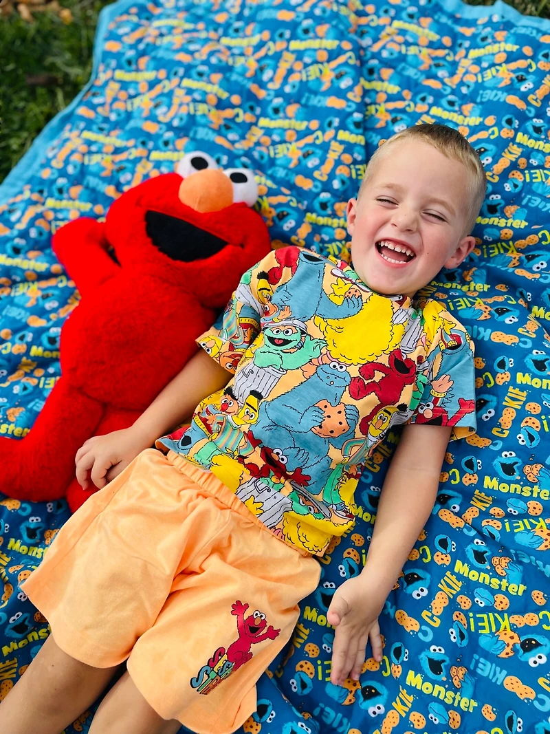 Sesame Street Boys Oscar the Grouch Elmo Bert and Ernie Graphic T-Shirt Shorts Outfit Set to