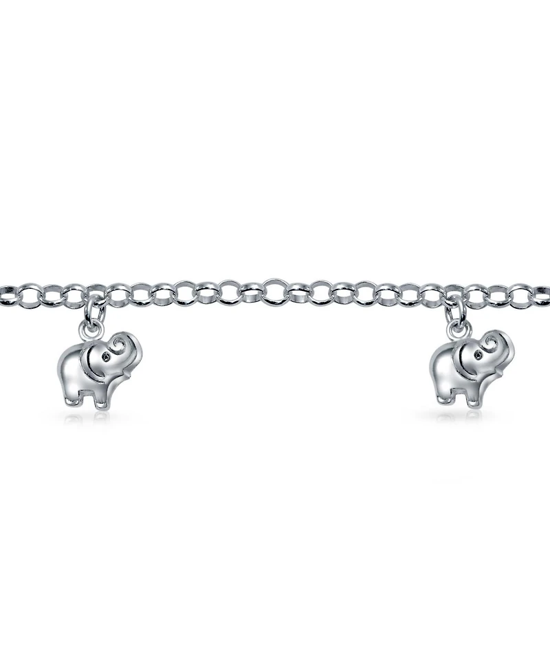 Bling Jewelry Good Luck Zoo Animal Lucky Multi Dangling Elephant Charm Bracelet Sterling Silver 7.5 Inch