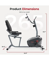 Sunny Health & Fitness Smart Magnetic Recumbent Bike with Hand Cycle