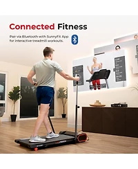 Sunny Health & Fitness Under Desk Smart Treadpad, Slim Walking Treadmill with Arm Exerciser