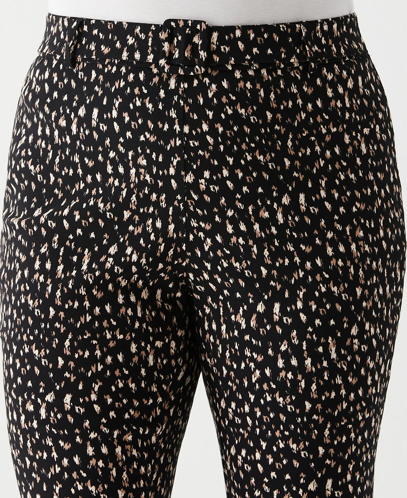 Ella Rafaella Plus Size Printed Crop Bootcut Pant with Belt