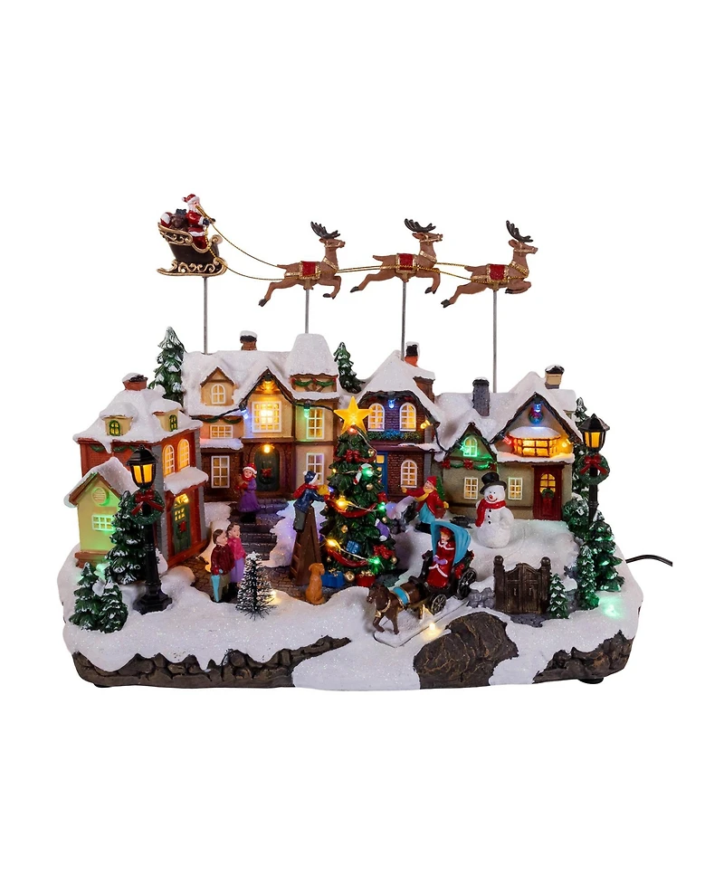 Kurt Adler 7.3-Inch Battery Operated Multicolor Led Lighted Musical Santa and Sleigh Table Piece