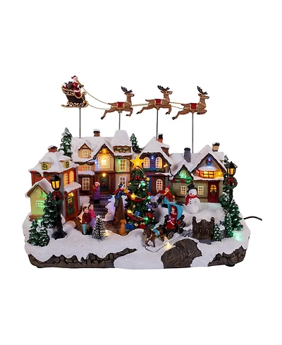Kurt Adler 7.3-Inch Battery Operated Multicolor Led Lighted Musical Santa and Sleigh Table Piece