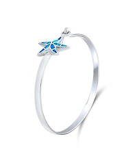 Bling Jewelry Nautical Beach Starfish Synthetic Blue Opal Bangle Bracelet Sterling Silver