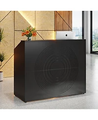 Tribesigns Reception Desk with Counter, Modern Front Desk Reception Room Table with Cable Grommet, 47 inch Retail Counter for Checkout, Lobby, Beauty