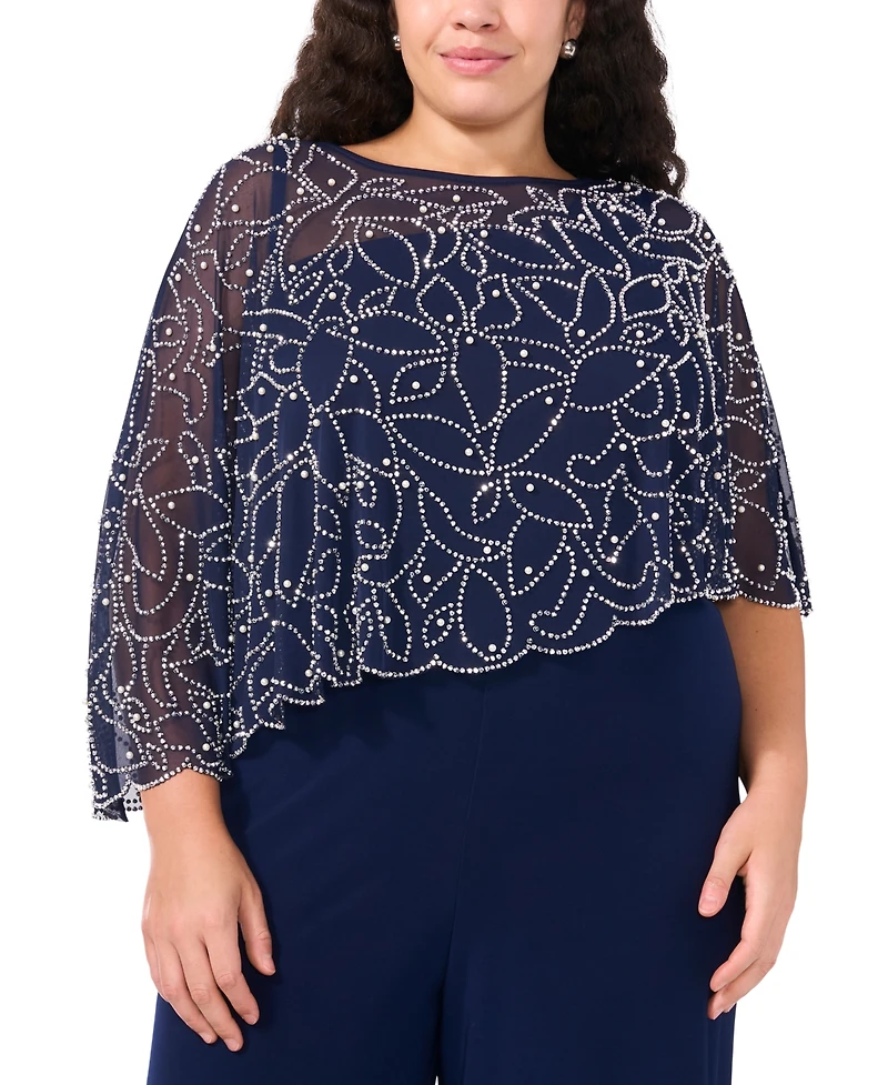 Msk Plus Embellished Overlay Wide-Leg Jumpsuit