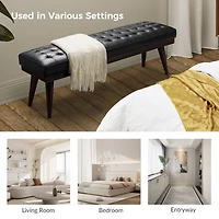 Terencio 55.5" Wide Bedroom Genuine Leather Bench
